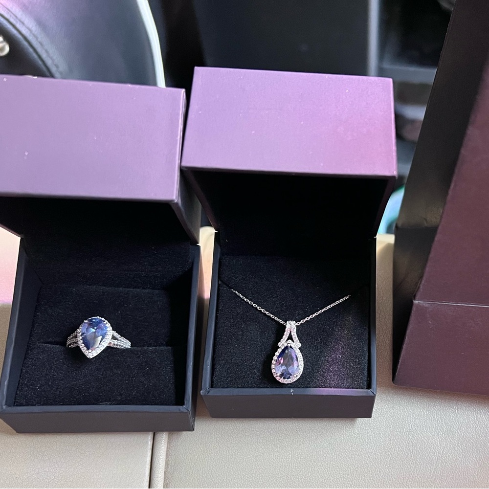 Blue sapphire  necklace and ring from Kay Jewelers,got it last month,  size 8